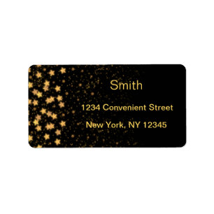Étiquette d'adresse de retour Black And Gold Stars
