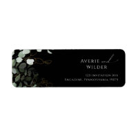 Étiquette d'adresse de retour Black Gold Whimsical
