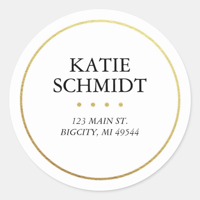 Étiquette d'adresse de retour blanc avec Faux Gold (Devant)