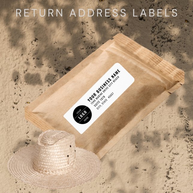 Étiquette d'adresse de retour blanche du logo d'en (Créateur téléchargé)