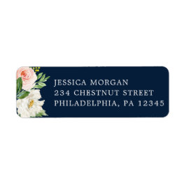 Étiquette d'adresse de retour Bleu marine Doré Blu