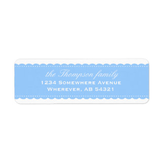 Étiquette d'adresse de retour bleue dentelle bleue
