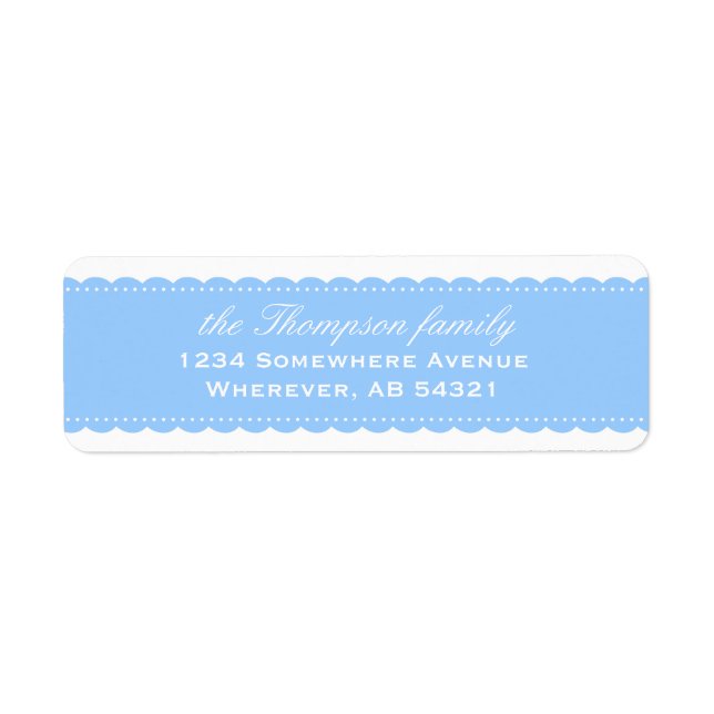Étiquette d'adresse de retour bleue dentelle bleue (Devant)