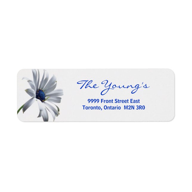 Étiquette d'adresse de retour Blue Daisy - Personn (Devant)