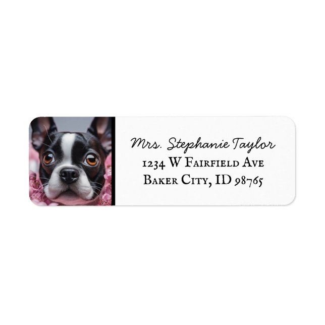 Étiquette d'adresse de retour Boston Terrier (Devant)