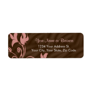 Étiquette d'adresse de retour Brown rose
