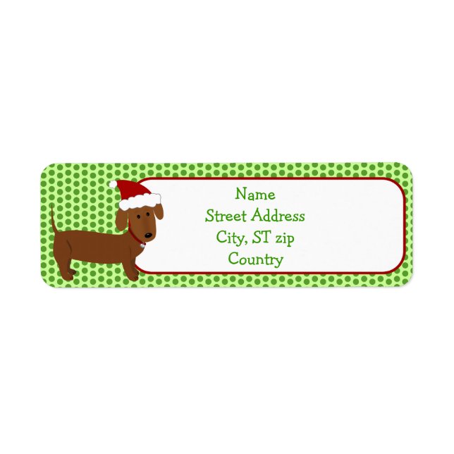 Étiquette d'adresse de retour Christmas Dachshund (Devant)