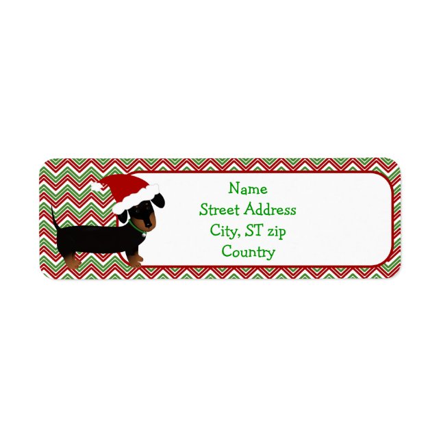 Étiquette d'adresse de retour Christmas Dachshund (Devant)