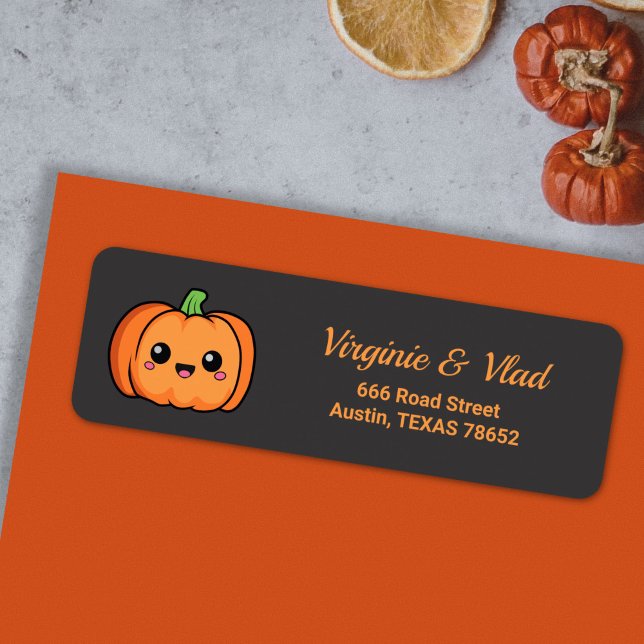 Étiquette d'adresse de retour Citrouille mignon (Cute Pumpkin return address label)