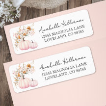 Étiquette d'adresse de retour Citrouille Rose Fleu