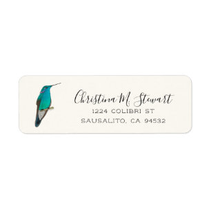 Étiquette d'adresse de retour Colibri à oreilles v