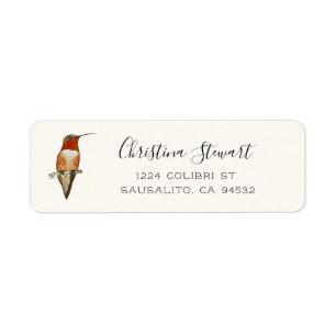 Étiquette d'adresse de retour Colibri roux