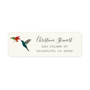 Étiquette d'adresse de retour Colibri Turquoise