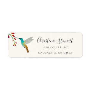 Étiquette d'adresse de retour Colibri Turquoise