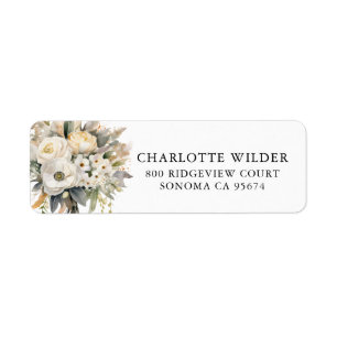 Étiquette d'adresse de retour Cream Rose Gold Flor