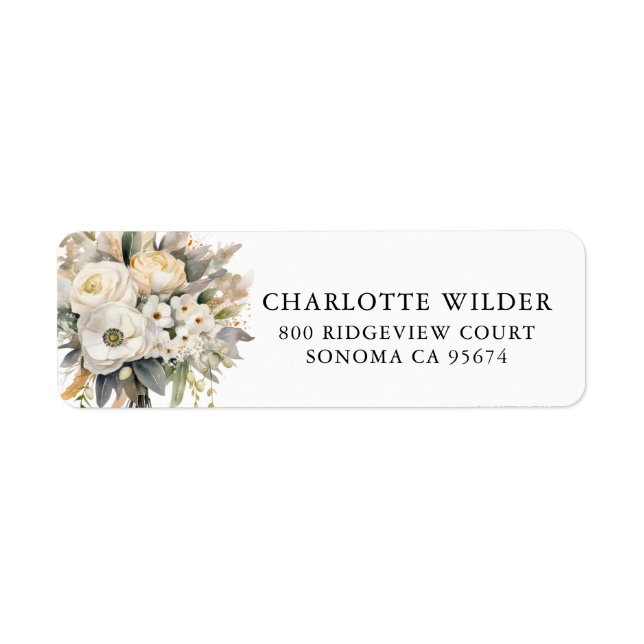 Étiquette d'adresse de retour Cream Rose Gold Flor (Devant)