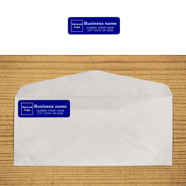 Étiquette d'adresse de retour d'affaires bleue (Blue business return address label on envelope)