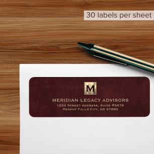 Étiquette d'adresse de retour d'affaires Monogramm