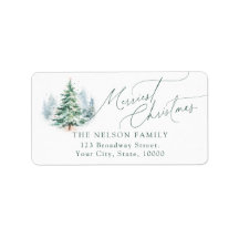 Étiquette d'adresse de retour d'arbre de Noël de s