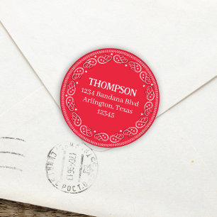 Étiquette d'adresse de retour de bandana rouge min