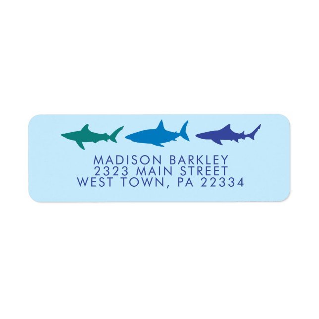 Étiquette d'adresse de retour de Blue Sharks migno (Devant)