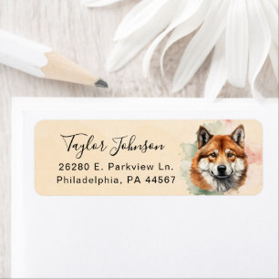 Étiquette d'adresse de retour de chien Akita