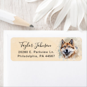 Étiquette d'adresse de retour de chien Akita