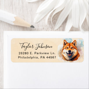 Étiquette d'adresse de retour de chien Akita