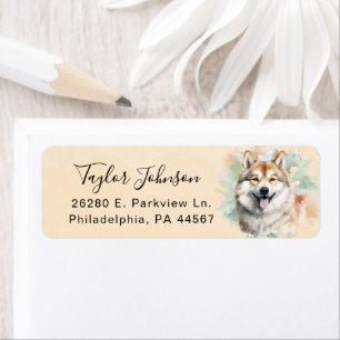 Étiquette d'adresse de retour de chien Akita