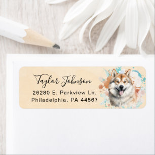 Étiquette d'adresse de retour de chien Akita