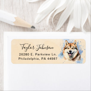 Étiquette d'adresse de retour de chien Akita