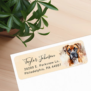 Étiquette d'adresse de retour de chien Boxer