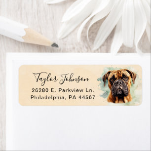 Étiquette d'adresse de retour de chien Bullmastiff
