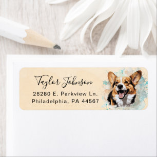 Étiquette d'adresse de retour de chien Cardigan We