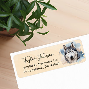 Étiquette d'adresse de retour de chien Husky