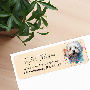 Étiquette d'adresse de retour de chien maltais