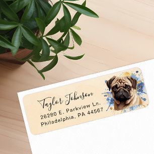 Étiquette d'adresse de retour de chien Pug