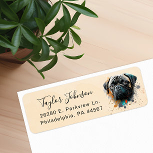 Étiquette d'adresse de retour de chien Pug