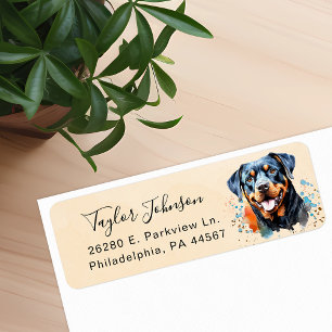 Étiquette d'adresse de retour de chien Rottweiler