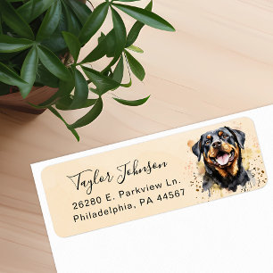 Étiquette d'adresse de retour de chien Rottweiler