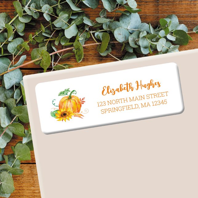 Étiquette d'adresse de retour de citrouille à l'aq (Créateur téléchargé)