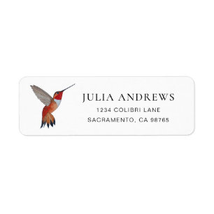Étiquette d'adresse de retour de colibri