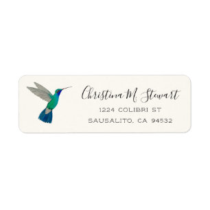 Étiquette d'adresse de retour de Colibri à bec lar