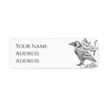Étiquette d'adresse de retour de corbeau minimalis