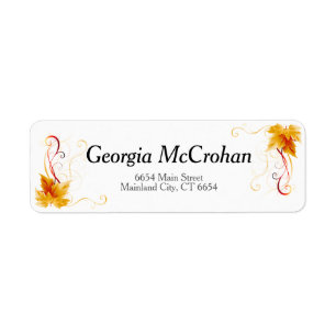 Étiquette d'adresse de retour de feuilles orange r