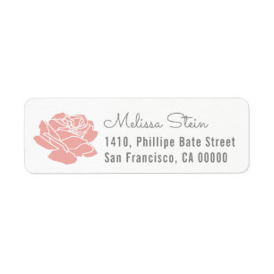 Étiquette d'adresse de retour de fleur rose avec n