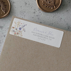 Étiquette d'adresse de retour de fleur sauvage mul