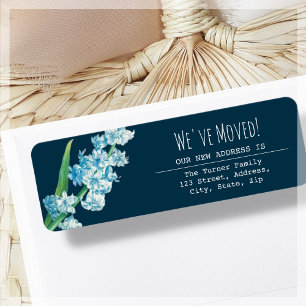 Étiquette d'adresse de retour de fleurs bleues de