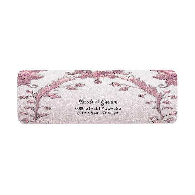 Étiquette d'adresse de retour de fleurs roses uniq (Devant)