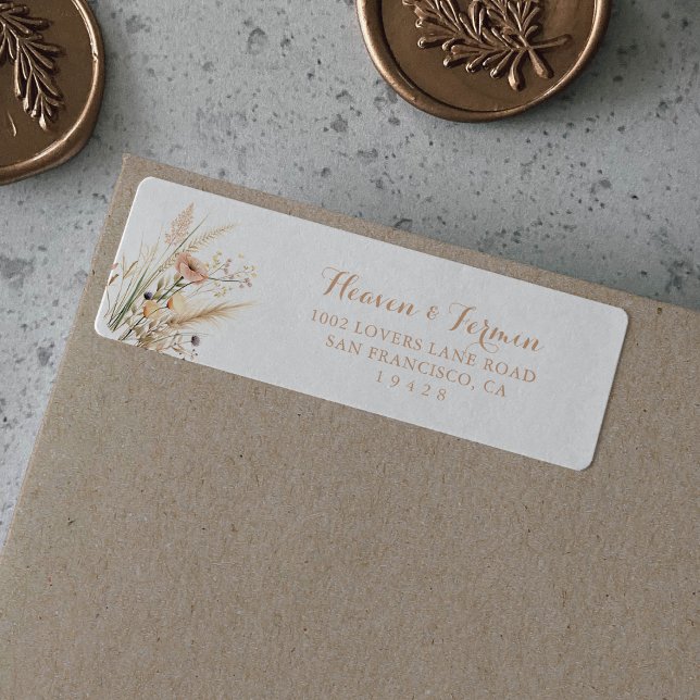 Étiquette d'adresse de retour de fleurs sauvages d (Créateur téléchargé)